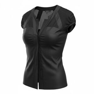 bebe Black Cap Sleeve Blouse